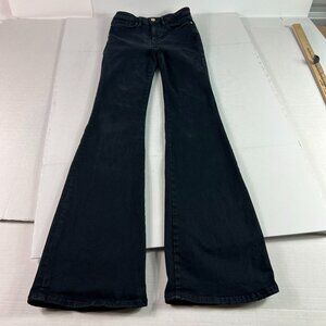 Frame Jeans Junior' 25x33* Le One Flare Mid Rise Black Faded Stretch Denim Tag 1